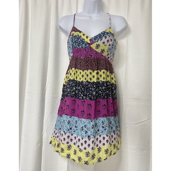Vintage Aeropostale Patchwork Whimsical Y2K Babydoll Tank Dress M - Picture 1 of 4